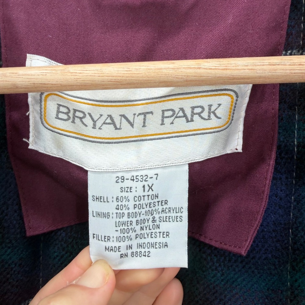 Vintage Bryant Park Tan Plaid Lined Field Jacket Utility Barn Coat Mens 1X - Picture 2 of 6
